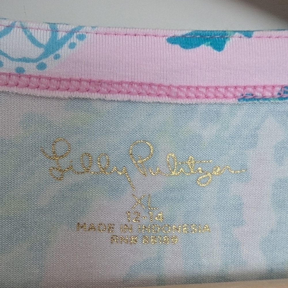 LILLY PULITZER Mini Sophie Dress Girls XL 12-14 Floral Ruffle Nautical Pink Blue - Picture 5 of 9